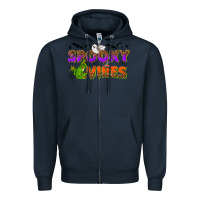 Navy Spooky vibes Zipper Hoodie - NancyCooperArtShop