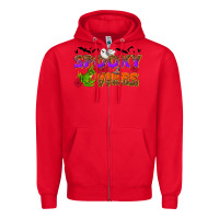 Red Spooky vibes Zipper Hoodie - NancyCooperArtShop