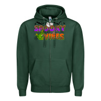 Sports Green Spooky vibes Zipper Hoodie - NancyCooperArtShop