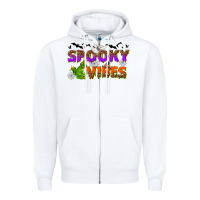 White Spooky vibes Zipper Hoodie - NancyCooperArtShop