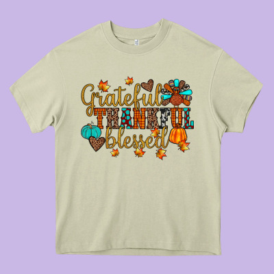 Grateful Thankful Blessed Heavy Core Tee Designed By Jahusdesignshop