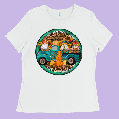 Fall Gnomes Round Earrings 3 Ladies Tee Designed By Artiststas