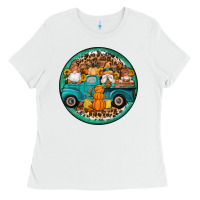 White fall gnomes round earrings 3 Ladies Tee - Artiststas
