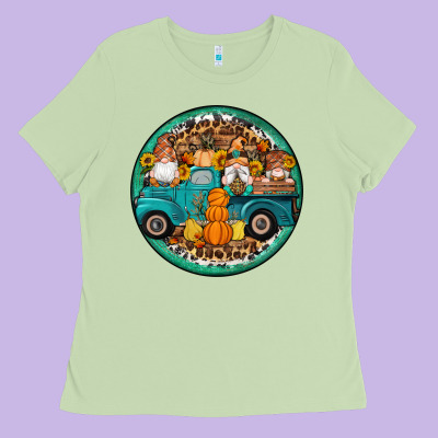 Fall Gnomes Round Earrings 3 Ladies Tee Designed By Artiststas