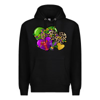 Black mardi gras hearts Premium Hoodie - CowGirlArtShop