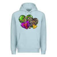 Blue Mist mardi gras hearts Premium Hoodie - CowGirlArtShop