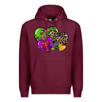 Burgundy mardi gras hearts Premium Hoodie - CowGirlArtShop