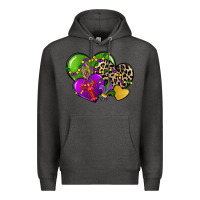 Charcoal Heather mardi gras hearts Premium Hoodie - CowGirlArtShop