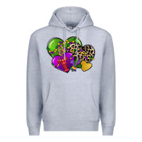 Heather Grey mardi gras hearts Premium Hoodie - CowGirlArtShop