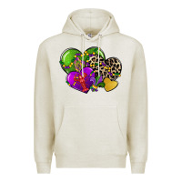 Oatmeal Heather mardi gras hearts Premium Hoodie - CowGirlArtShop