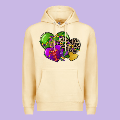 Mardi Gras Hearts Premium Hoodie Designed By Cowgirlartshop