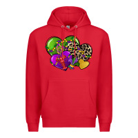 Red mardi gras hearts Premium Hoodie - CowGirlArtShop