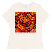 Bone halloween pumpkin seamless pattern Ladies Tee - BundleAndBundleShop