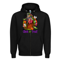 Black Chick or treat Halloween Zipper Hoodie - NancyCooperArtShop