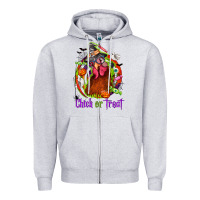 Heather Grey Chick or treat Halloween Zipper Hoodie - NancyCooperArtShop