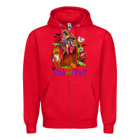 Red Chick or treat Halloween Zipper Hoodie - NancyCooperArtShop