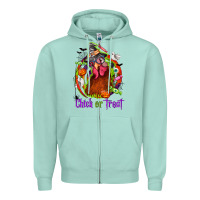 Seafoam Chick or treat Halloween Zipper Hoodie - NancyCooperArtShop