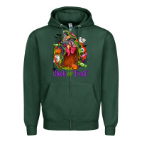 Sports Green Chick or treat Halloween Zipper Hoodie - NancyCooperArtShop