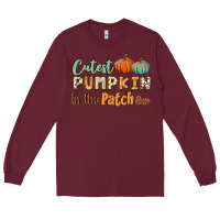 Burgundy cutest pumpkin in the patch Long Sleeve Tee - BundleAndBundleShop