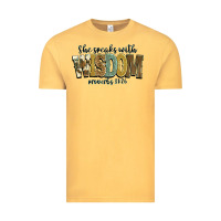 Vintage Mustard she speaks with wisdom proverbs 31 26 Vintage Tee - NancyCooperArtShop