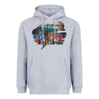 Heather Grey Police wife lightning bolt 4th of july Heavyweight Hoodie - HowdyJamesFarm