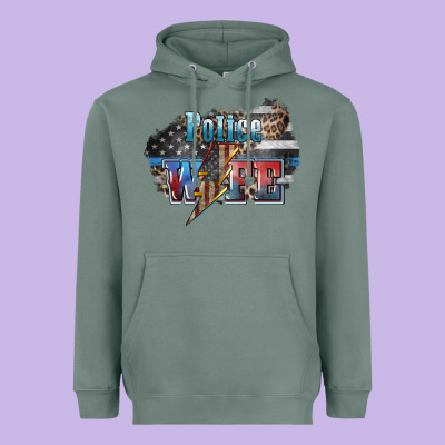 Police Wife Lightning Bolt 4th Of July Heavyweight Hoodie Designed By Howdyjamesfarm