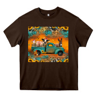 Chocolate Brown farm animals truck Heavy Core Tee - Jasminsmagicworld