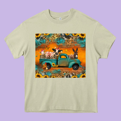 Farm Animals Truck Heavy Core Tee Designed By Jasminsmagicworld
