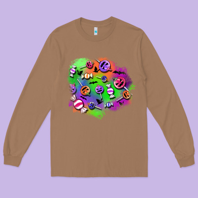 Halloween Candy Patches Long Sleeve Tee Designed By Bundleandbundleshop