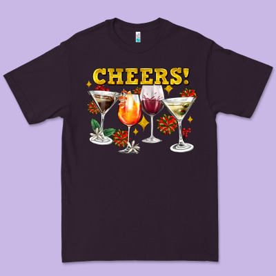 Cheers Christmas Coctail Premium Tee Designed By Adodesignshop