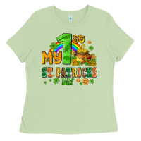 My First St Patricks Day With Coins And Shamrocks Ladies Tee | Teevron