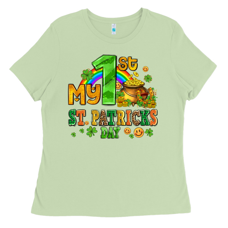 My First St Patricks Day With Coins And Shamrocks Ladies Tee by AdoDesignShop | Teevron