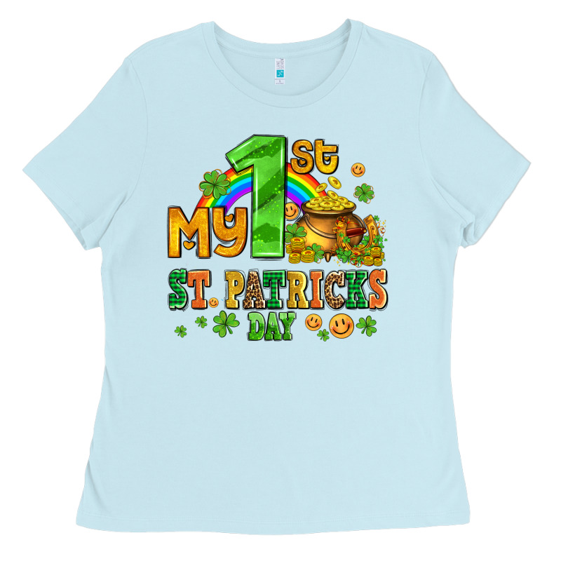 My First St Patricks Day With Coins And Shamrocks Ladies Tee by AdoDesignShop | Teevron