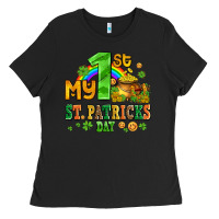 Black my first st patricks day with coins and shamrocks Ladies Tee - AdoDesignShop