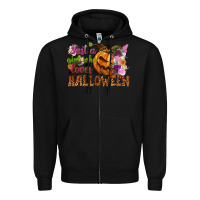 Black Just a girl who loves Halloween Zipper Hoodie - NancyCooperArtShop