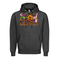 Charcoal Heather Just a girl who loves Halloween Zipper Hoodie - NancyCooperArtShop