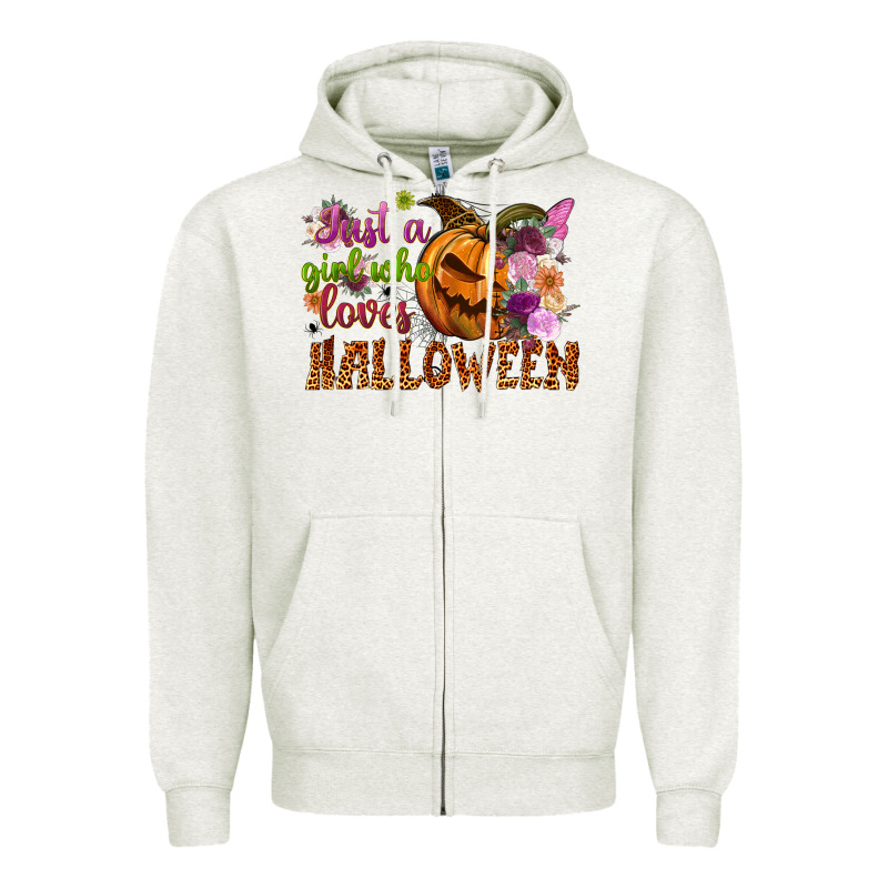 Just A Girl Who Loves Halloween Zipper Hoodie by NancyCooperArtShop | Teevron