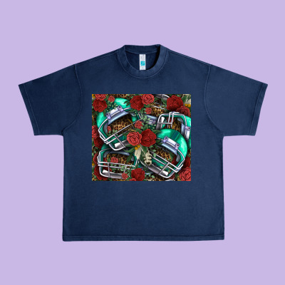Floral American Football  Helmet Urban Heavy Tee Designed By Nancycooperartshop