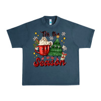 Midnight Navy 'tis the season with christmas tree and hot cocoa Urban Heavy Tee - MaliasSmallBusiness
