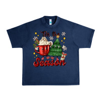 Navy 'tis the season with christmas tree and hot cocoa Urban Heavy Tee - MaliasSmallBusiness