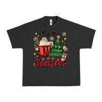 Pigment Black 'tis the season with christmas tree and hot cocoa Urban Heavy Tee - MaliasSmallBusiness