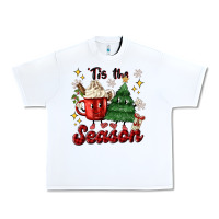 White 'tis the season with christmas tree and hot cocoa Urban Heavy Tee - MaliasSmallBusiness