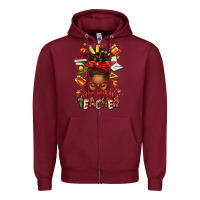Burgundy one merry teacher afro messy bun Zipper Hoodie - texasbilliewilder