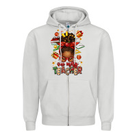 Dove Grey one merry teacher afro messy bun Zipper Hoodie - texasbilliewilder