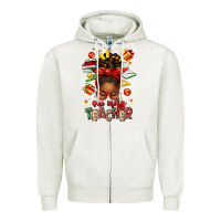 One Merry Teacher Afro Messy Bun Zipper Hoodie | Teevron