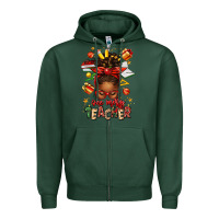 Sports Green one merry teacher afro messy bun Zipper Hoodie - texasbilliewilder
