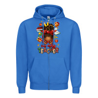 True Royal one merry teacher afro messy bun Zipper Hoodie - texasbilliewilder