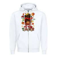 White one merry teacher afro messy bun Zipper Hoodie - texasbilliewilder