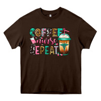 Chocolate Brown nurse coffee repeat Heavy Core Tee - Jasminsmagicworld