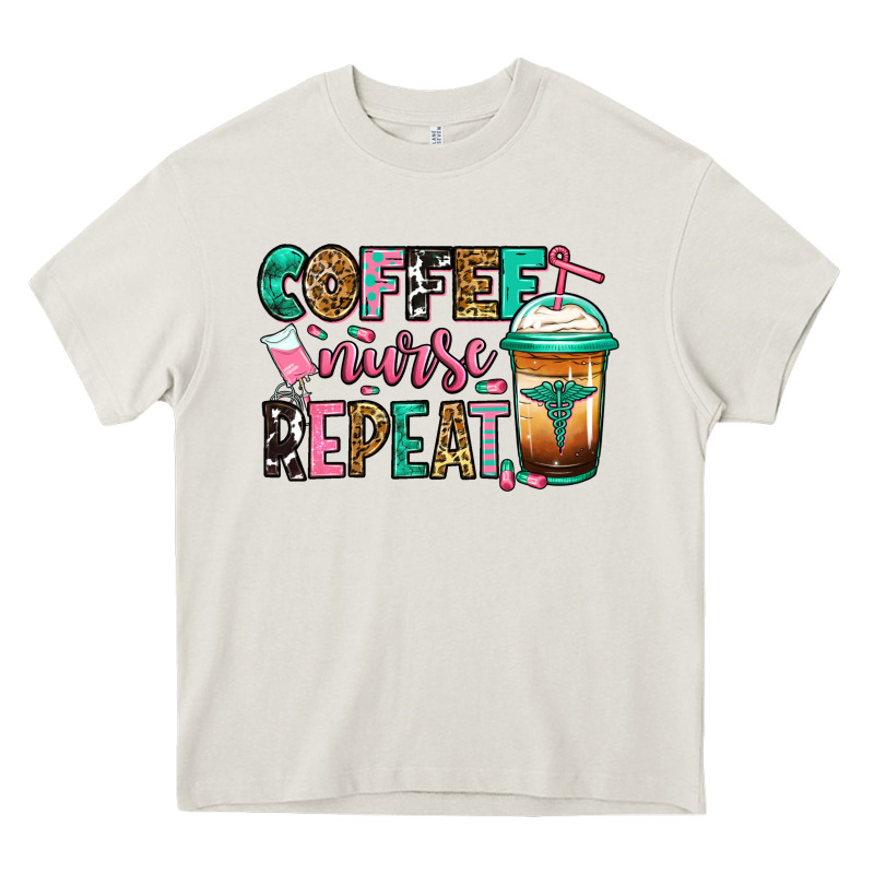 Nurse Coffee Repeat Heavy Core Tee by Jasminsmagicworld | Teevron